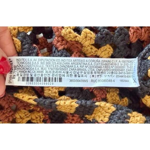 Zara boho crochet midi shift dress brown black orange Size S - Picture 6 of 7